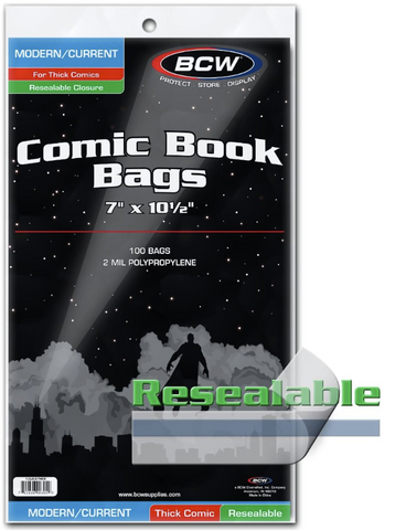 Modern / Current Comic Book Thick Resealable Bags (100pk) Modern / Current Comic Book Thick Resealable Bags (100pk)