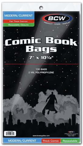 Modern / Current Comic Book Thick Resealable Bags (100pk) Modern / Current Comic Book Thick Resealable Bags (100pk)