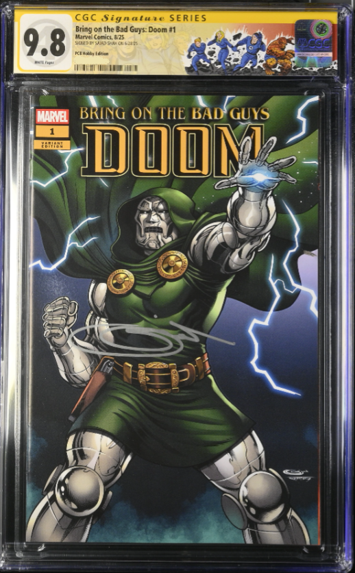 Bring on the Bad Guys: Doom 1 CGC Signature Series 9.8 Custom Universal Fantastic Four Label Sajad Shah Variant A Trade LTD 3000 [6/18/25]