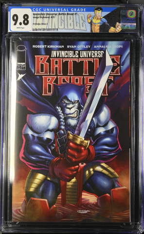Invincible Universe: Battle Beast #1 CGC Universal Series 9.8 Invincible Custom Label Sajad Shah PCB Hobby Variant A Trade LTD 2000 [4/16/25]