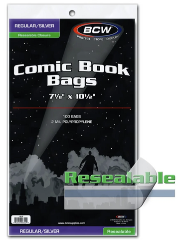 Silver/Regular Comic Book Resealable Bags (100pk)