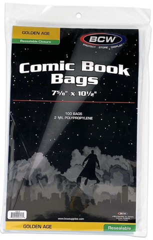 Gold Comic Book Resealable Bags (100pk)