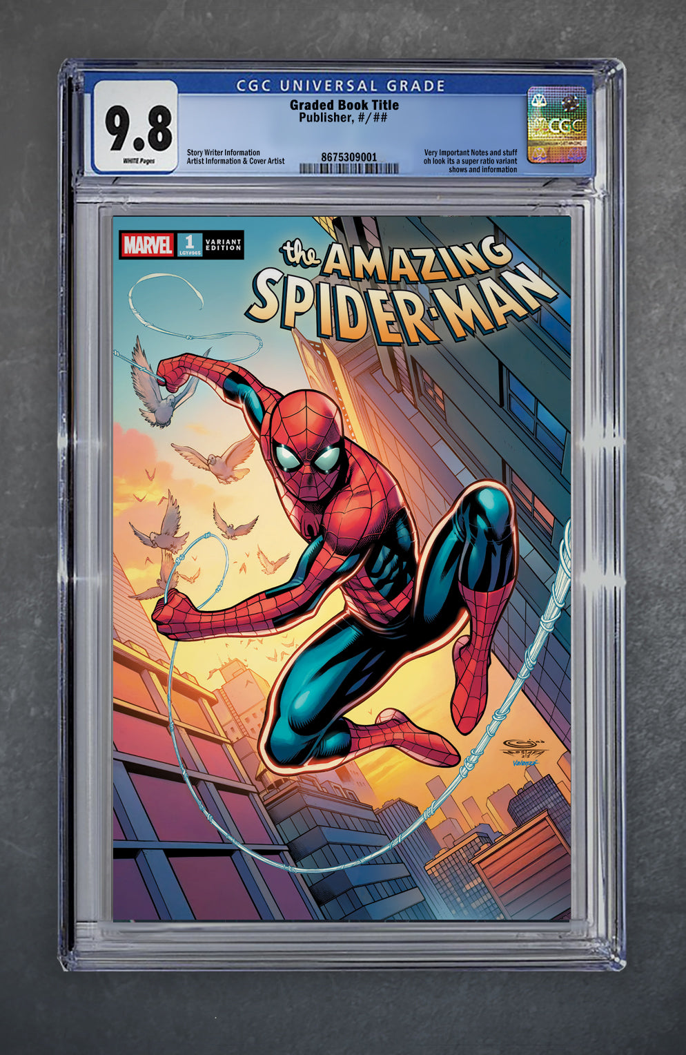 Amazing Spider-Man 1 CGC Universal Series 9.8 Sajad Shah Variant A Trade LTD 3000 [4/9/25]