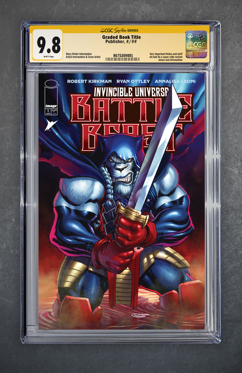 Invincible Universe: Battle Beast #1 CGC Signature Series 9.8 Sajad Shah PCB Hobby Variant A Trade LTD 2000 [4/16/25]