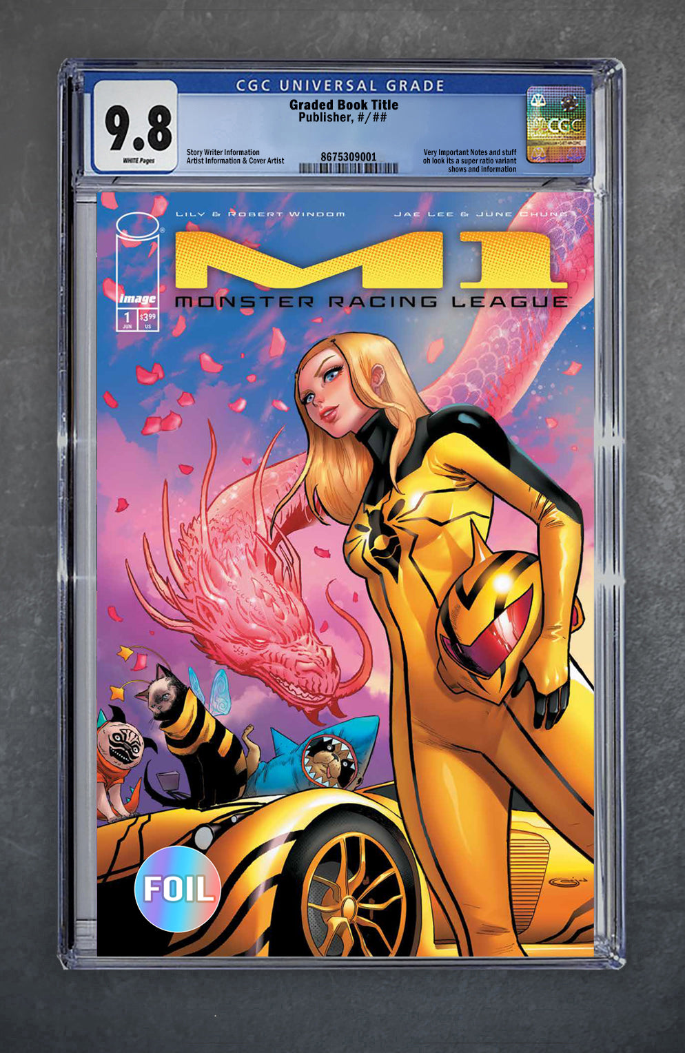 M1: Monster Racing League #1 CGC Universal Series 9.8 Sajad Shah Variant A Trade Foil LTD 500 [6/10/26]